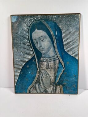 Religious Wall Art: Blue-Accented Virgin Guadalupe vintage